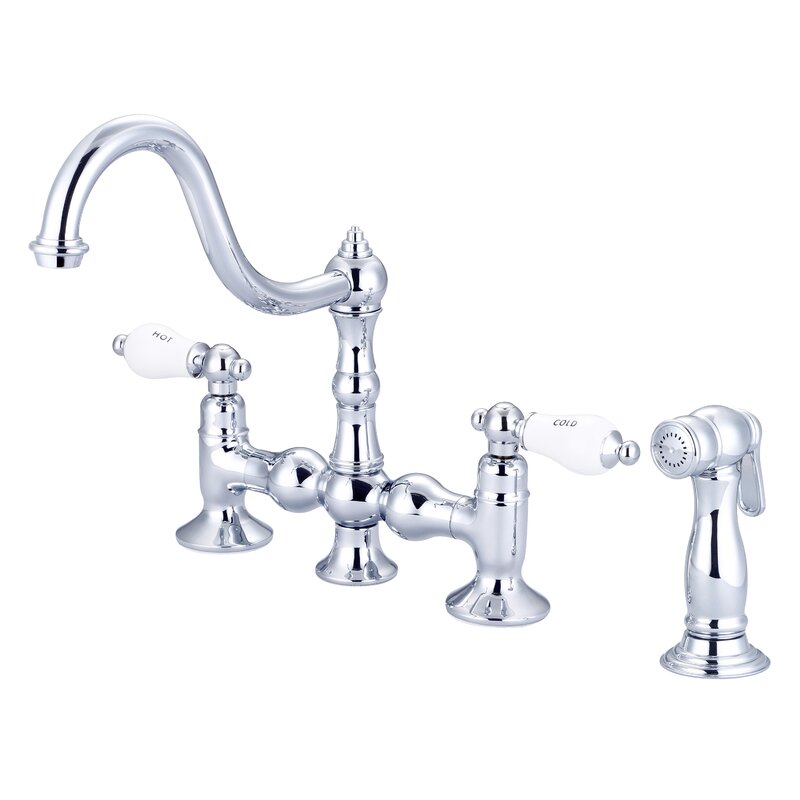 DCOR Design Bridge Faucet With Side Spray Reviews Wayfair   Bridge Faucet With Side Spray 